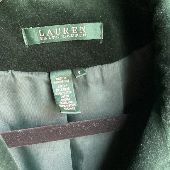 RALPH LAUREN GREEN VELVET MILITARY BLAZER JACKET SZ. 8 CLASSIC STYLE - Picture 7 of 7